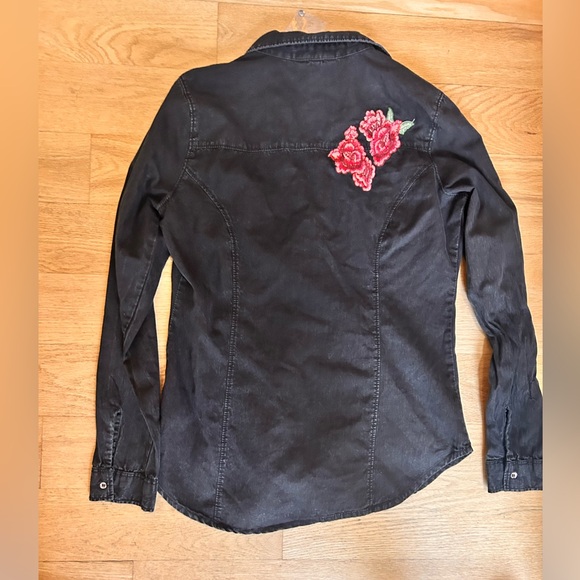 GUESS -FLORA DENIM TUNIC JET BLACK SIZE SMALL - Picture 3 of 4